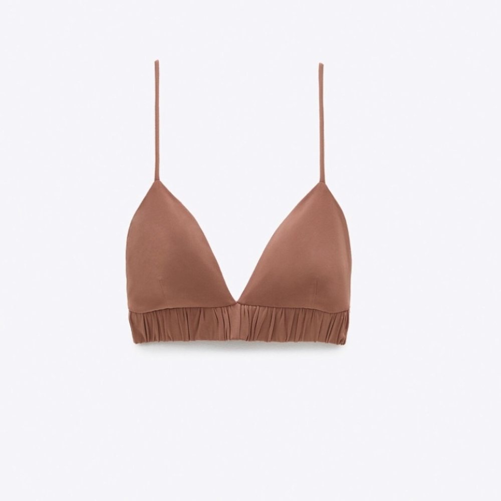 𝗡𝗪𝗧 𝗭𝗮𝗿𝗮 • Cropped Top Sweetheart Neckline Adjustable Straps Champagne S